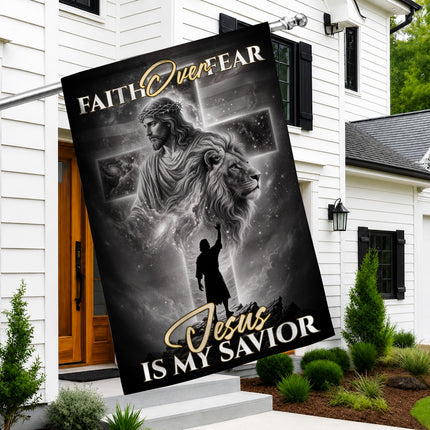 SP-01 Religious Yard Decor Flag Faith Over Fear Jesus Is My Savior Memorial Day