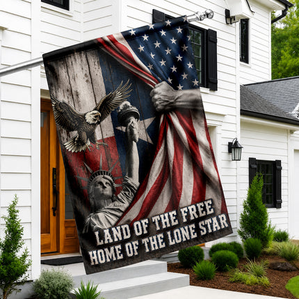 Texas Flag Land of the Free Liberty Eagle Lone Star Flag