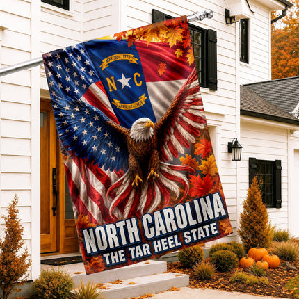 North Carolina Fall Patriotic Eagle Tar Heel State Flag