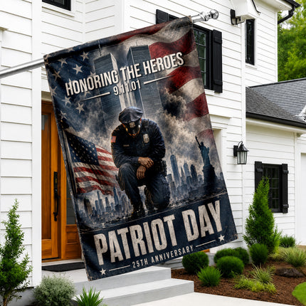 Patriot Day 25th Anniversary Kneeling Police Ground Zero Tribute Flag