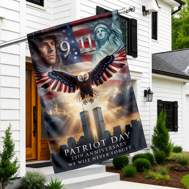 Patriot Day 25th Anniversary Liberty Eagle Firefighter 9 11 Memorial Flag