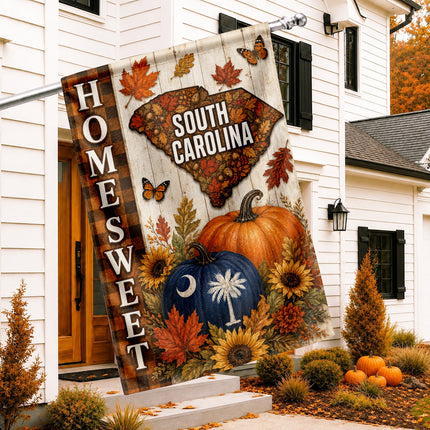 South Carolina Home Sweet Autumn Pumpkin Harvest Flag