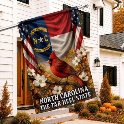 North Carolina Fall Cardinal Dogwood Tar Heel State Flag
