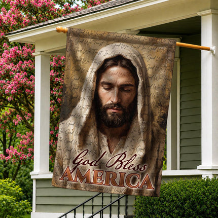 In God We Trust Jesus Portrait God Bless America Flag
