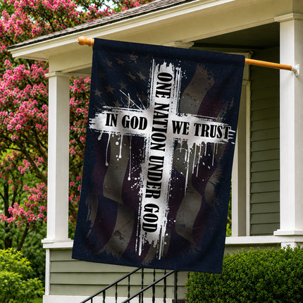 SP-01 In God We Trust One Nation Under God Christian Cross Garden Flag Memorial Day