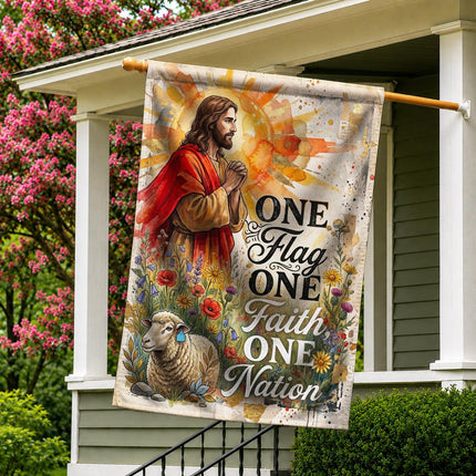 One Flag One Faith One Nation God Inspired Jesus Lamb Flag