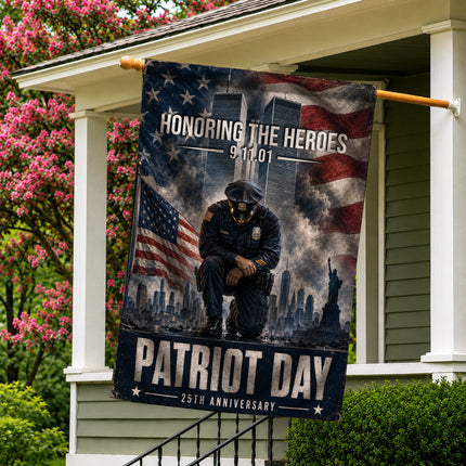 Patriot Day 25th Anniversary Kneeling Police Ground Zero Tribute Flag