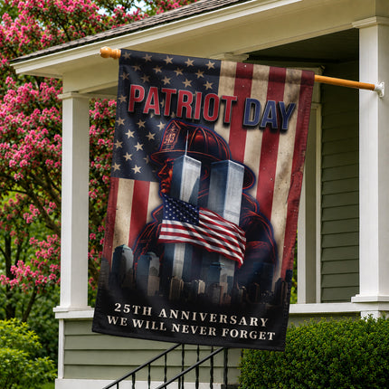 Patriot Day 25th Anniversary Firefighter Twin Towers Tribute Flag
