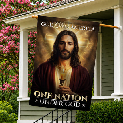 SP-01 Christian Patriotic Flag God Bless America One Nation Under God Memorial Day
