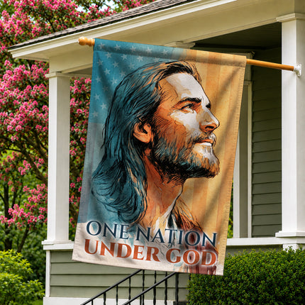 SP-01 Christian Art Flag One Nation Under God Prayer and Devotion
