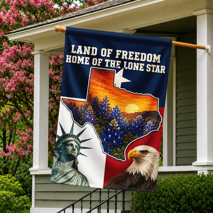 Texas Flag Land of Freedom Bluebonnet Eagle Liberty Flag