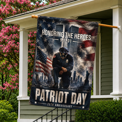 Patriot Day 25th Anniversary Kneeling Police Ground Zero Tribute Flag