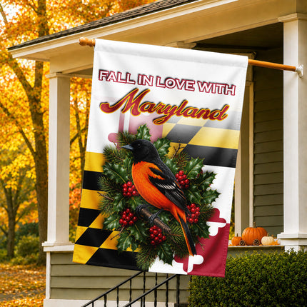 Maryland Fall Flag Fall in Love Oriole State Garden Decor