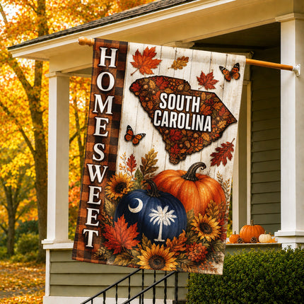 South Carolina Home Sweet Autumn Pumpkin Harvest Flag