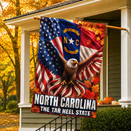 North Carolina Fall Patriotic Eagle Tar Heel State Flag