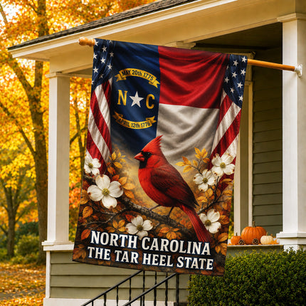 North Carolina Fall Cardinal Dogwood Tar Heel State Flag