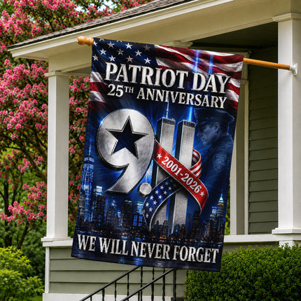 Patriot Day 25th Anniversary 2001 2026 Police Star Twin Towers Flag
