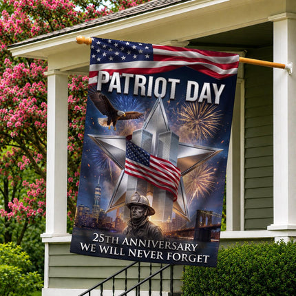 Firefighter Star Twin Towers Patriot Day 25th Anniversary Flag