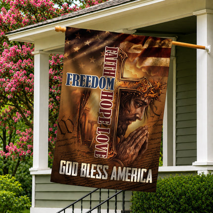 SP-01 Faith Freedom Hope Love God Bless America Jesus Garden Flag Memorial Day