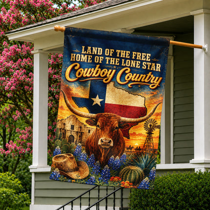 Texas Flag Cowboy Country Longhorn Lone Star Western Flag