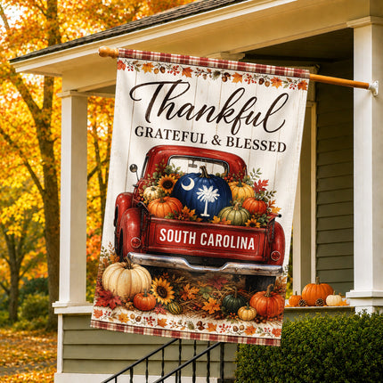 South Carolina Thankful Harvest Truck Fall Flag