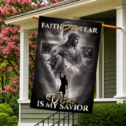 SP-01 Religious Yard Decor Flag Faith Over Fear Jesus Is My Savior Memorial Day