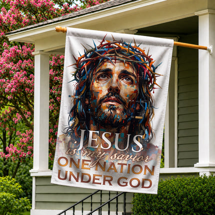 SP-01 One Nation Under God Jesus Is My Savior Christian Garden Flag Family Gatherings