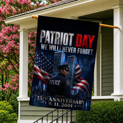 25th Anniversary Patriot Day Night Watch Police Twin Towers Memorial Flag