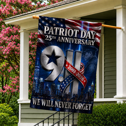 Patriot Day 25th Anniversary 2001 2026 Police Star Twin Towers Flag