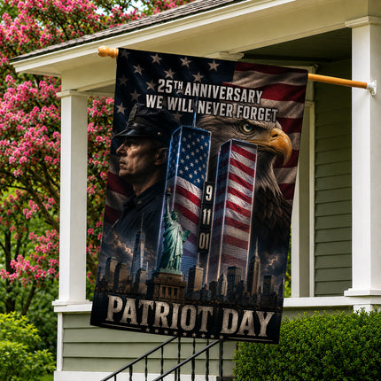 25th Anniversary Patriot Day Liberty Police Eagle Twin Towers Tribute Flag
