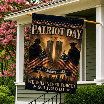 Patriot Day 25th Anniversary Crossed Flags Police Honor Guard Memorial Flag