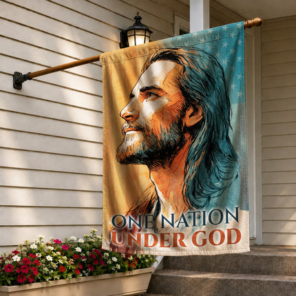 SP-01 Christian Art Flag One Nation Under God Prayer and Devotion