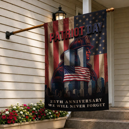 Patriot Day 25th Anniversary Firefighter Twin Towers Tribute Flag