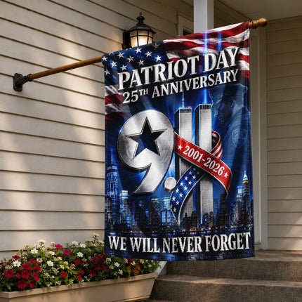 Patriot Day 25th Anniversary 2001 2026 Police Star Twin Towers Flag