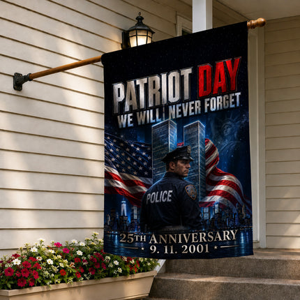 25th Anniversary Patriot Day Night Watch Police Twin Towers Memorial Flag