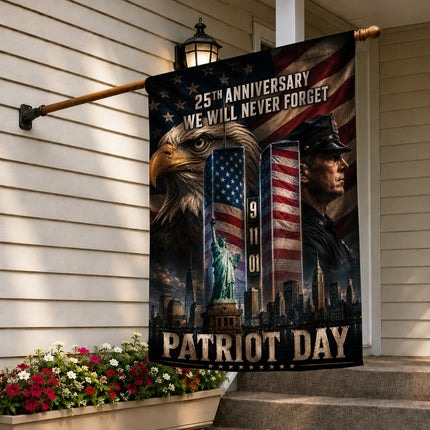 25th Anniversary Patriot Day Liberty Police Eagle Twin Towers Tribute Flag