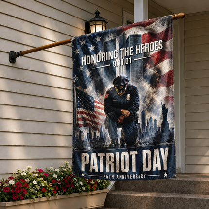 Patriot Day 25th Anniversary Kneeling Police Ground Zero Tribute Flag