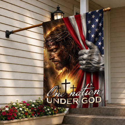 One Nation Under God Jesus American Flag Cross Flag
