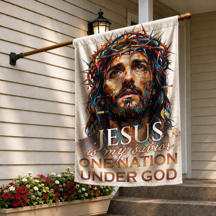 SP-01 One Nation Under God Jesus Is My Savior Christian Garden Flag Family Gatherings