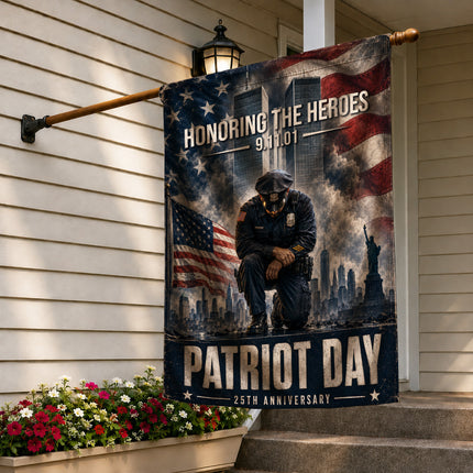 Patriot Day 25th Anniversary Kneeling Police Ground Zero Tribute Flag