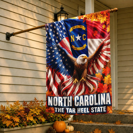 North Carolina Fall Patriotic Eagle Tar Heel State Flag