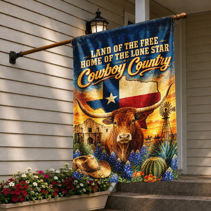 Texas Flag Cowboy Country Longhorn Lone Star Western Flag