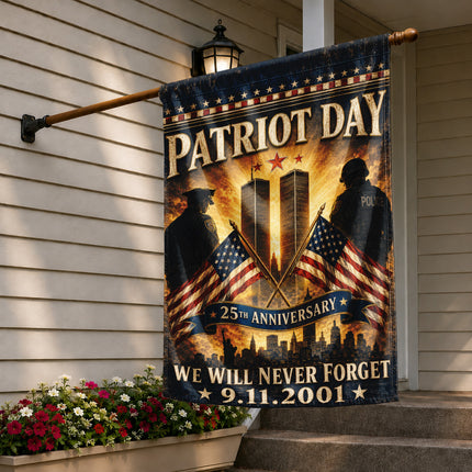 Patriot Day 25th Anniversary Crossed Flags Police Honor Guard Memorial Flag