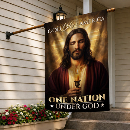 SP-01 Christian Patriotic Flag God Bless America One Nation Under God Memorial Day