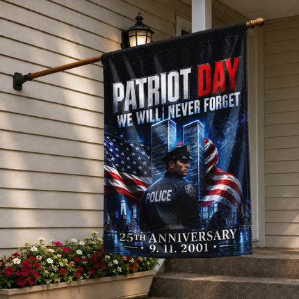 25th Anniversary Patriot Day Night Watch Police Twin Towers Memorial Flag