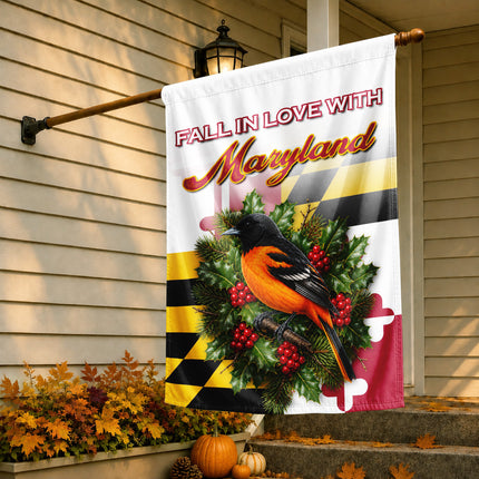 Maryland Fall Flag Fall in Love Oriole State Garden Decor