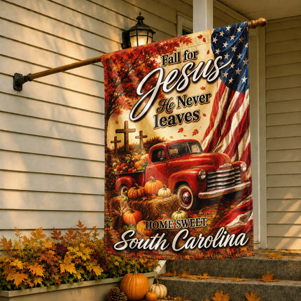 South Carolina Fall for Jesus Vintage Truck Autumn Flag