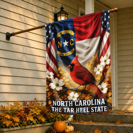 North Carolina Fall Cardinal Dogwood Tar Heel State Flag