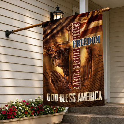 SP-01 Faith Freedom Hope Love God Bless America Jesus Garden Flag Memorial Day