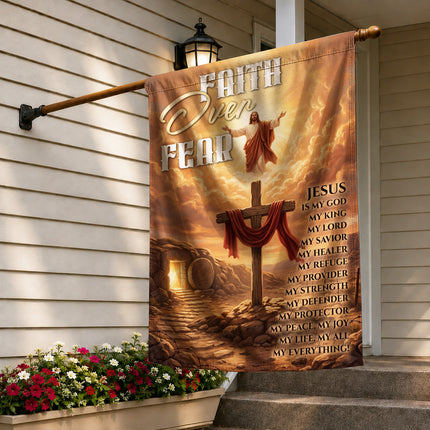 SP-01 Cross Garden Flag Sacred Cross Resurrection Christian Holidays